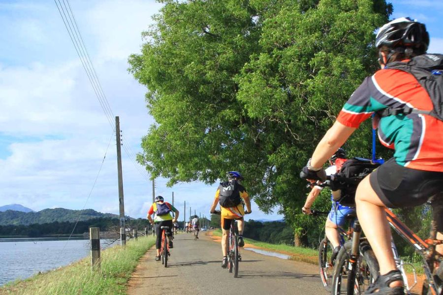 A group of guests experiencing their cycling tour 