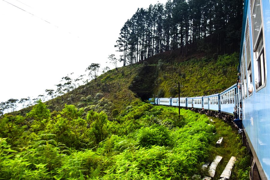 Scenic train ride in Sri Lanka 