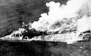 HMS Hermes under attack in April 1942